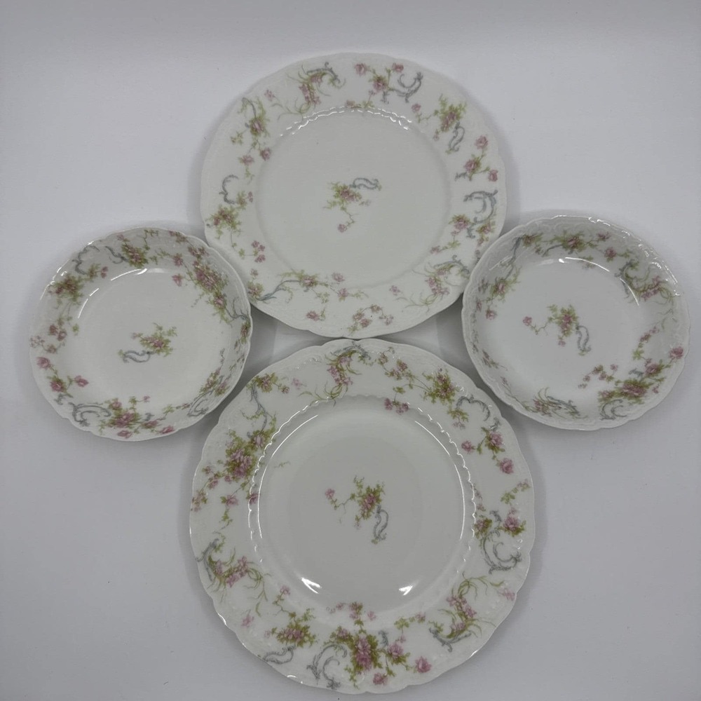 Antique Haviland Limoges France "The Princess" Set Of 2 Fruit Bowls & 2 Plates